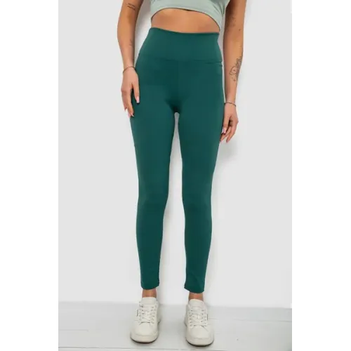 Лосини жіночі однотонні в рубчик, колір зелений, 90% micropoll
