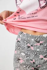 Жіноча піжама з принтом, колір рожевий, 65% бавовна, Fashion