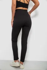 Лосини жіночі однотонні в рубчик на флісі, колір чорний