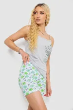 Жіноча піжама з принтом, колір сірий, 65% бавовна, Fashion