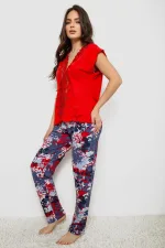 Піжама жіноча, колір червоний, 92% бавовна